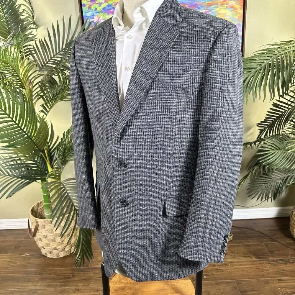 Jos A Bank 1905 Men 44L Sportcoat Blazer Houndstooth weave Olive Black Beige